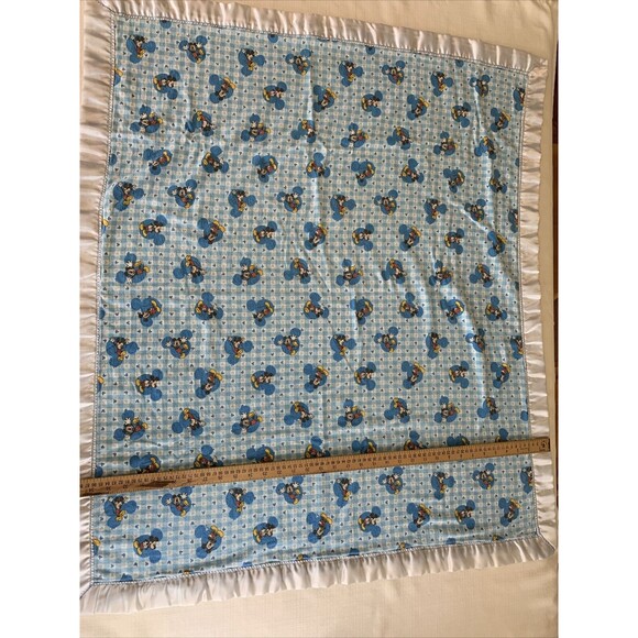 Vintage Disney Babies Mickey Minnie Baby Fleece Blanket Satin Trim - Picture 4 of 6